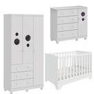 Kit Berço Cômoda Guarda Roupa Peroba Bolinha Quarto Infantil