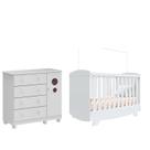 Kit Berço Cris e Cômoda Bebê Bolinha 100% MDF Moveis Peroba -