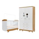 Kit Berço Cris Roupeiro Infantil Guti 4 portas Moveis Peroba -