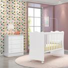 Kit Berço e Cômoda Infantil 4 Gavetas Brilhar Q01 Branco - Amarena Móveis