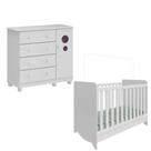 Kit Berço e Cômoda Peroba Bolinha Cor Branco Quarto Infantil Kit Berço e Cômoda Peroba Bolinha Cor Branco Quarto Infantil