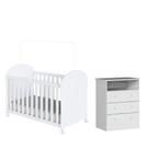 Kit Berço e Cômoda Peroba Smim Cor Branco Quarto Infantil