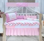 Kit Berço Enxoval Maternidade Princesa Rosa - 11 peças capa de bando, mosquiteiro