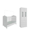 Kit Berço Guarda Roupa 2 Portas Clara Luna Moveis Peroba MDF Branco Brilho Kit Berço Guarda Roupa 2 Portas Clara Luna Moveis Peroba MDF Branco Brilho