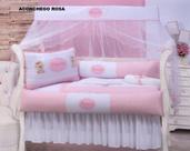 Kit berço menina rosa de urso