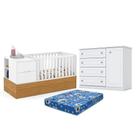 Kit Berço Multifuncional Formare MDF Colchão Incluso Branco Freijó Matic Móveis