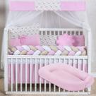 Kit Berço para Menina Doce de Bebê Rosa com Ninho Redutor 12 peças