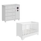 Kit Berço Popy Cômoda Bolinha Peroba Branco Quarto Infantil