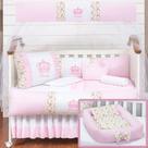 Kit Berço Protetor Lateral Coroinha Realeza Menina Princesa+ Ninho 15 Peças