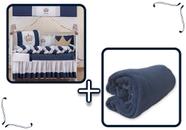 Kit Berço Protetor Trança Bebe Conforto Coroa Principe Imperial com Mantinha Soft 12 peças