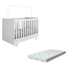 Kit Berço Retrô Peroba Branco E Colchão Orthoflex Infantil