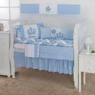 Kit Berço Trançado 12 Pçs Coroa Príncipe Menino Azul Bebê