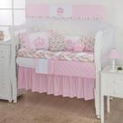 Kit Berço Trançado Americano Coroa Princesa 12 Peças - Rosa