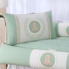 Kit Berço Ursinhos Enxoval Bebê Luxo Bordado Berço Nacional/Americano Menino Urso (URSINHO VERDE)