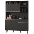 Kit Berlim 130cm Cozinha Compacta com Nichos Cinza