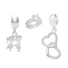 Kit Berloque Amor e União Casal, Anel e Corações em Prata 925 Kit Berloque Amor e União Casal, Anel e Corações em Prata 925