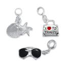 Kit Berloques Viagem Praia Concha Óculos Banhado a Prata