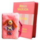 Kit Bíblia Mãe e Filha: Rosa Zíper + Bonequinha