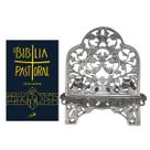 Kit Bíblia Sagrada Nova Pastoral Letra Grande e Suporte Mesa Apoio Leitura