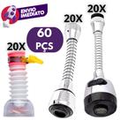 Kit Bico Arejador Torneira Extensor Flexível Duplo Jato Prolongador Giratório 360º 3 Modelos Casa