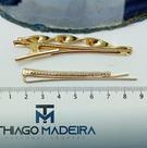 Kit bico de pato metal torcido e grampo de perola ouro - 1 par de acessórios para cabelo Kit bico de pato metal torcido e grampo de perola ouro - 1 par de acessórios para cabelo