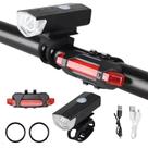 Kit Bike Farol Refletor Frontal e Traseira Lente de Vidro e Iluminação Ultra Led Recarregável USB Segurança no Trânsito