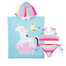 Kit Biquíni Dupla Face Infantil + Poncho Atoalhado Menina