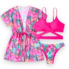Kit Biquíni Juvenil 3 Peças Moda Praia Piscina Verão C Saida