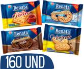 Kit Biscoito em Sache Renata Chocolate, Cracker, Maizena e Leite - 160 und