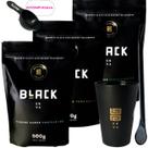 Kit Black Erva Mate Tereré 3 Pacotes 500g cada + Copo Caldereta acrílico Preto + Bomba ClássicaPreta