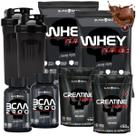 Kit Black Skull: 2x Whey Turbo 907g + 2x Creatina Refil 150g + 2x Bcaa 30 tabs + 2 Coqueteleiras
