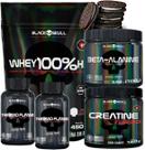 Kit Black Skull: Whey 100% hd Refil 900g + 2x Cafeína Thermo Flame 60 tabs + Beta Alanina 100g + Creatina Turbo 150g
