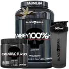 Kit Black Skull - Whey Protein POTE 100% HD Pure 3W Isolado Hidrolisado Concentrado + Creatina turbo 150g + Coqueteleira