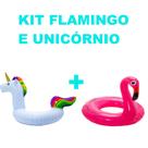 Kit Blogueira Fashion Boia Unicórnio Gigante e Flamingo Rosa