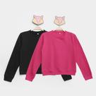 Kit Blusa Moletom Infantil Candy Kids Básico Menina 2 Peças