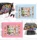 Kit Bobbie Goods 60 Canetinhas Dupla Ponta Livro de Colorir