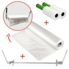 KIT Bobina Capa Plástica 3kg + Suporte + 2 Rolos Stretch