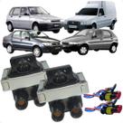 Kit Bobinas + Conectores Fiorino Palio Siena Strada Uno 1.0 1.3 1.5 Fiasa e Fire Gasolina