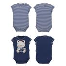 Kit Body 2 Peças Azul Marinho Listrado Bebê Menina Marbella Raquel