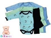 Kit body bebê com 3 conjuntos e 6 peças masculino ou feminino