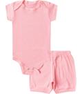 Kit Body Bebê Curto Canelado 2 Peças Select Rosa