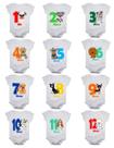 Kit body bebê mesversario manga curta estampa cachorrinhos 12 bodies 1 a 12 meses