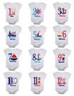 Kit body bebê mesversario manga curta estampa marinheiro 12 bodies 1 a 12 meses