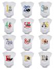Kit body bebê mesversario manga curta Rock In Roll 12 bodies 1 a 12 meses Kit body bebê mesversario manga curta Rock In Roll 12 bodies 1 a 12 meses