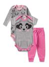 Kit Body Bebê Suedine 3 Peças Longo Feminino 100% Algodão