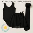 Kit Body Collant+Meia Calça Fina e Saia de Ballet