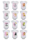 Kit body de bebê mesversario manga curta safari menina 12 bodies 1 a 12 meses Kit body de bebê mesversario manga curta safari menina 12 bodies 1 a 12 meses