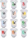 Kit body de bebê mesversario panda 12 bodies De 1 a 12 meses