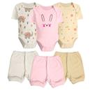 Kit Body Estampado E Short Liso 6 Pçs Algodão Roupa De Bebê