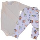 Kit Body Infantil Manga Longa Amarelo e Safari RN a G - Algodão Premium